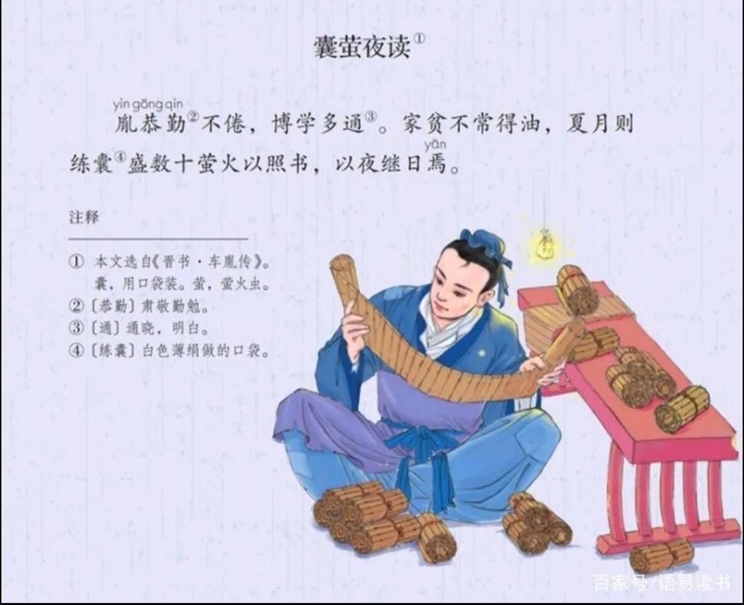 四年级下册《囊萤夜读》原文(四年级下册囊萤夜读课文笔记)插图