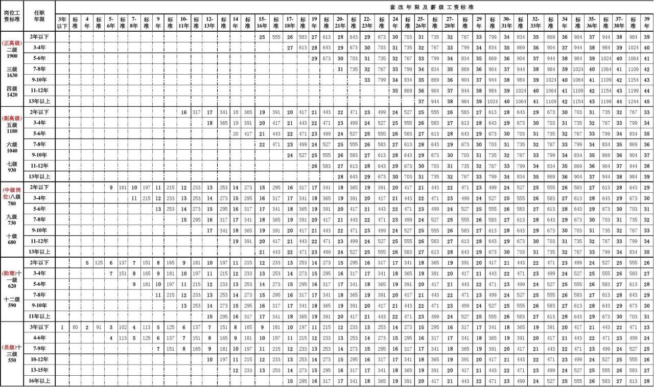 2022年薪级岗位对照表(2023年薪级对照表)插图