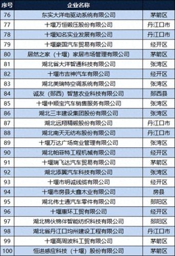 竹溪十大企业排行榜前十名(东西湖十大企业排名)