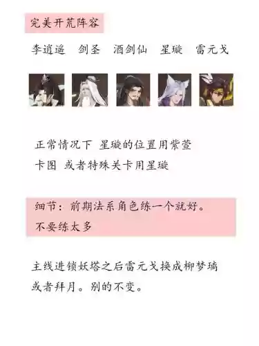 手游仙剑奇侠传阵容搭配